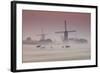 Sunrise and Morning Fog with Silhouetted Windmills and Horses in Field Kinderdijk, Netherlands-Darrell Gulin-Framed Photographic Print