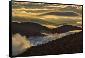 Sunrise and Mountain Mist, North Carolina-Adam Jones-Framed Stretched Canvas