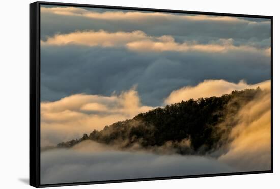 Sunrise and Mountain Mist, North Carolina-Adam Jones-Framed Stretched Canvas