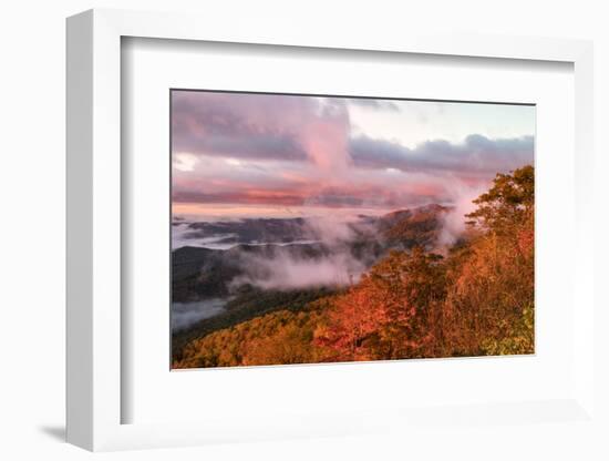 Sunrise and Mountain Mist, North Carolina-Adam Jones-Framed Photographic Print