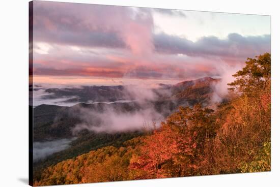 Sunrise and Mountain Mist, North Carolina-Adam Jones-Stretched Canvas