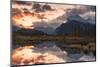 Sunrise and storm clouds at Vermillion Lakes with Mount Rundle in autumn, Canada-Jon Reaves-Mounted Photographic Print