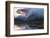 Sunrise and storm clouds at Vermillion Lakes with Mount Rundle in autumn, Canada-Jon Reaves-Framed Photographic Print