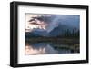 Sunrise and storm clouds at Vermillion Lakes with Mount Rundle in autumn, Canada-Jon Reaves-Framed Photographic Print