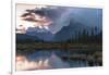 Sunrise and storm clouds at Vermillion Lakes with Mount Rundle in autumn, Canada-Jon Reaves-Framed Photographic Print