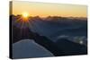 Sunrise and Sunrays About the Karwendel-Rolf Roeckl-Stretched Canvas