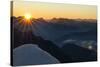 Sunrise and Sunrays About the Karwendel-Rolf Roeckl-Stretched Canvas