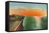 Sunrise and Train on Great Salt Lake, Utah-null-Framed Stretched Canvas