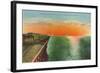 Sunrise and Train on Great Salt Lake, Utah-null-Framed Art Print