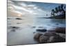 Sunrise at a Secluded Lagoon with Rocks and Palm Trees Framing the View-Charlie-Mounted Photographic Print