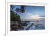 Sunrise at a Secluded Lagoon with Rocks and Palm Trees Framing the View-Charlie-Framed Photographic Print