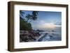 Sunrise at a Secluded Lagoon with Rocks and Palm Trees Framing the View-Charlie-Framed Photographic Print