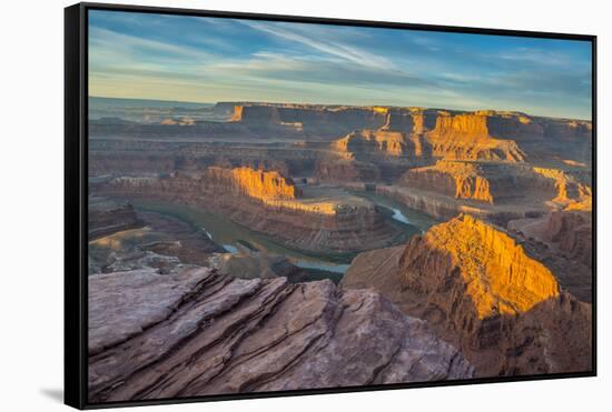 Sunrise at Dead Horse Point SP, Colorado River and Canyonlands NP-Howie Garber-Framed Stretched Canvas