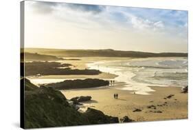 Sunrise at Gwithian Beach, Cornwall, England, United Kingdom-Mark Chivers-Stretched Canvas