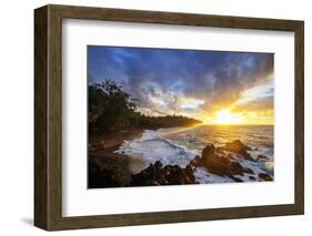 Sunrise at Kehena Beach, Big Island, Hawaii, USA-Christian Kober-Framed Photographic Print