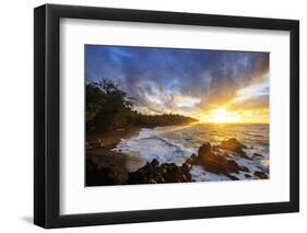 Sunrise at Kehena Beach, Big Island, Hawaii, USA-Christian Kober-Framed Photographic Print