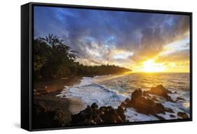 Sunrise at Kehena Beach, Big Island, Hawaii, USA-Christian Kober-Framed Stretched Canvas