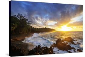 Sunrise at Kehena Beach, Big Island, Hawaii, USA-Christian Kober-Stretched Canvas