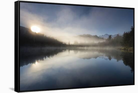 Sunrise at Lake Matheson, near the Fox Glacier in South Westland, South Island, New Zealand-Ed Rhodes-Framed Stretched Canvas