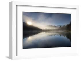 Sunrise at Lake Matheson, near the Fox Glacier in South Westland, South Island, New Zealand-Ed Rhodes-Framed Photographic Print