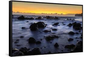 Sunrise at Laupahoehoe Beach Park, Hamakua Coast, Big Island, Hawaii-Stuart Westmorland-Framed Stretched Canvas