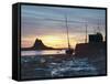 Sunrise at Lindisfarne, Holy Island, Northumberland, England, United Kingdom, Europe-Wogan David-Framed Stretched Canvas