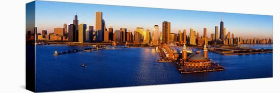 Sunrise at Navy Pier, Lake Michigan, Chicago, Cook County, Illinois, USA-null-Stretched Canvas