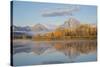 Sunrise at Oxbow Bend in fall, Grand Teton National Park, Wyoming-Richard & Susan Day-Stretched Canvas
