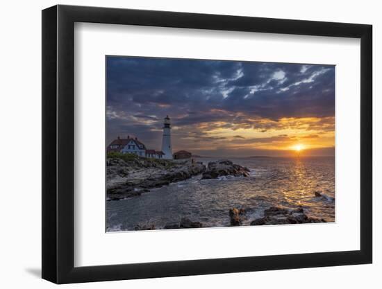 Sunrise at Portland Head Lighthouse in Portland, Maine, USA-Chuck Haney-Framed Photographic Print