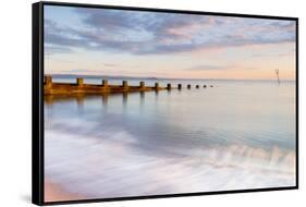 Sunrise at Portobello Beach, Edinburgh, East Lothian, Scotland, United Kingdom, Europe-Karen Deakin-Framed Stretched Canvas