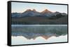 Sunrise at Sawtooth Mts, Little Redfish Lake, Stanley, Idaho-Michel Hersen-Framed Stretched Canvas