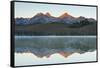 Sunrise at Sawtooth Mts, Little Redfish Lake, Stanley, Idaho-Michel Hersen-Framed Stretched Canvas