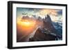 Sunrise at Seceda-Michael Zheng-Framed Giclee Print