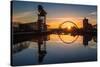 Sunrise at the Clyde Arc (Squinty Bridge), Pacific Quay, Glasgow, Scotland, United Kingdom, Europe-Karen Deakin-Stretched Canvas