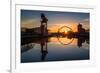 Sunrise at the Clyde Arc (Squinty Bridge), Pacific Quay, Glasgow, Scotland, United Kingdom, Europe-Karen Deakin-Framed Photographic Print