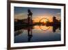 Sunrise at the Clyde Arc (Squinty Bridge), Pacific Quay, Glasgow, Scotland, United Kingdom, Europe-Karen Deakin-Framed Photographic Print