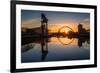 Sunrise at the Clyde Arc (Squinty Bridge), Pacific Quay, Glasgow, Scotland, United Kingdom, Europe-Karen Deakin-Framed Photographic Print