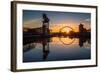 Sunrise at the Clyde Arc (Squinty Bridge), Pacific Quay, Glasgow, Scotland, United Kingdom, Europe-Karen Deakin-Framed Photographic Print