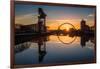 Sunrise at the Clyde Arc (Squinty Bridge), Pacific Quay, Glasgow, Scotland, United Kingdom, Europe-Karen Deakin-Framed Photographic Print