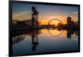 Sunrise at the Clyde Arc (Squinty Bridge), Pacific Quay, Glasgow, Scotland, United Kingdom, Europe-Karen Deakin-Framed Photographic Print