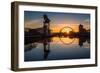 Sunrise at the Clyde Arc (Squinty Bridge), Pacific Quay, Glasgow, Scotland, United Kingdom, Europe-Karen Deakin-Framed Photographic Print