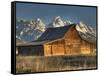 Sunrise at the Mormon Row Barn in Wyoming's Grand Teton National Park-Kyle Hammons-Framed Stretched Canvas