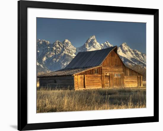 Sunrise at the Mormon Row Barn in Wyoming's Grand Teton National Park-Kyle Hammons-Framed Photographic Print