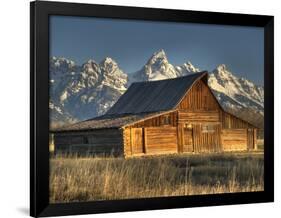 Sunrise at the Mormon Row Barn in Wyoming's Grand Teton National Park-Kyle Hammons-Framed Photographic Print