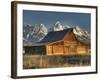 Sunrise at the Mormon Row Barn in Wyoming's Grand Teton National Park-Kyle Hammons-Framed Photographic Print