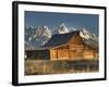 Sunrise at the Mormon Row Barn in Wyoming's Grand Teton National Park-Kyle Hammons-Framed Photographic Print