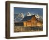 Sunrise at the Mormon Row Barn in Wyoming's Grand Teton National Park-Kyle Hammons-Framed Photographic Print