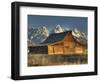 Sunrise at the Mormon Row Barn in Wyoming's Grand Teton National Park-Kyle Hammons-Framed Photographic Print