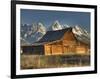 Sunrise at the Mormon Row Barn in Wyoming's Grand Teton National Park-Kyle Hammons-Framed Photographic Print