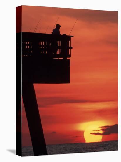 Sunrise at the Pier, Tybee Island, Georgia, USA-Joanne Wells-Stretched Canvas